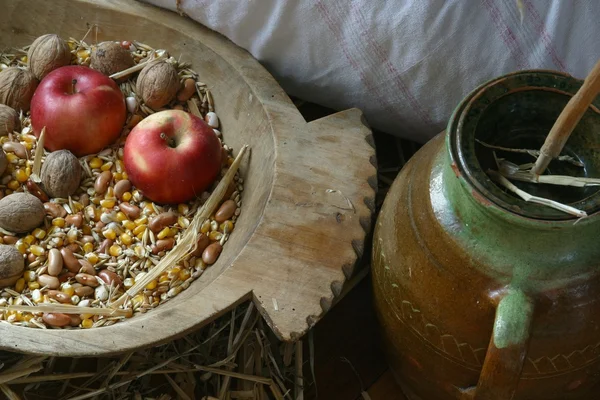 Een apple en walnoten — Stockfoto