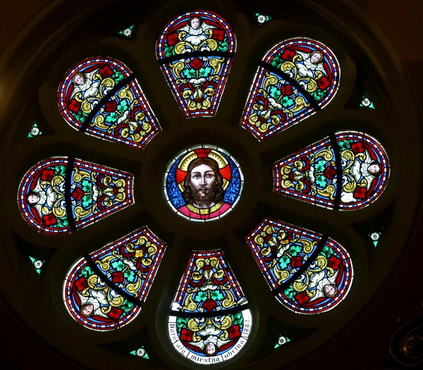 Marija bistrica-Jezus in gebrandschilderd glas — Stockfoto