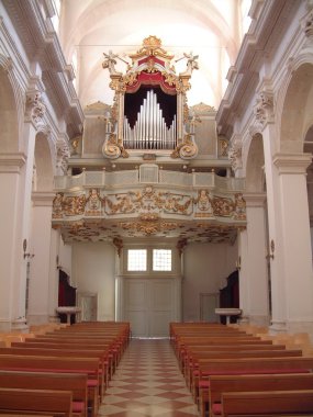 Majestic old organ in Dubrovnik cathedra clipart