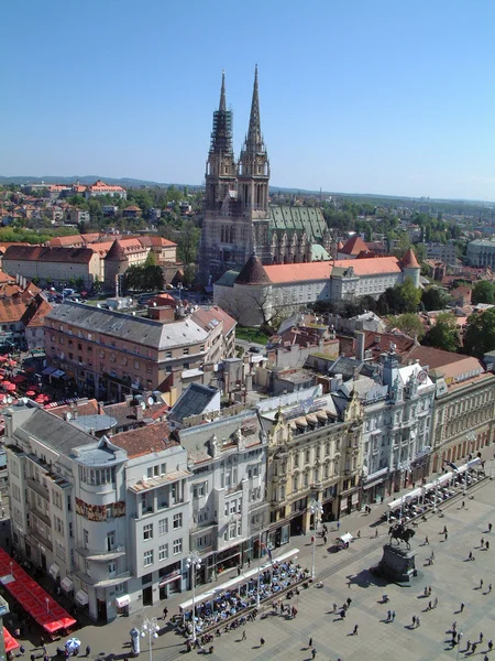 Zagreb panorama with cathedral — Stock Photo, Image