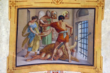 Картина, постер, плакат, фотообои "обезглавливание святого иоанна крестителя фрески", артикул 2617825