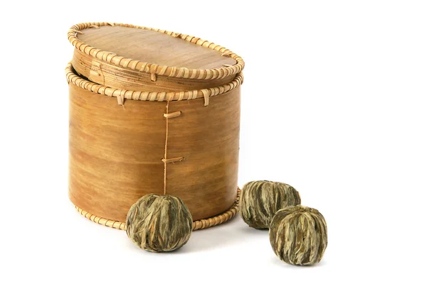 Chinese green tea and box — Stock Photo, Image