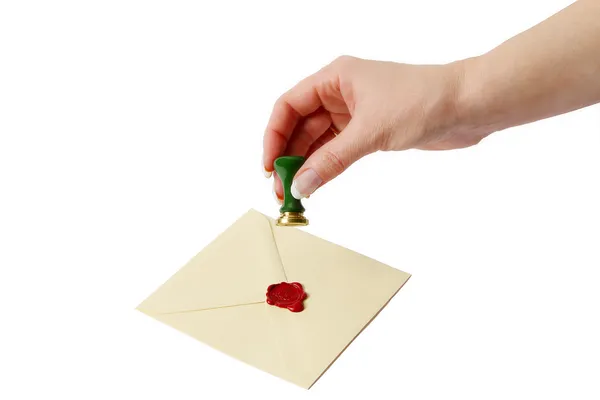 Altmodischer Brief mit rotem Wachs — Stockfoto