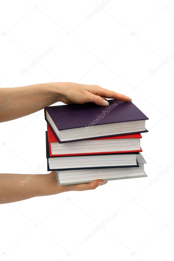 Female hands with books