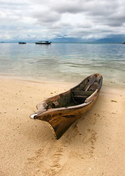 stock image Seascape with old boat