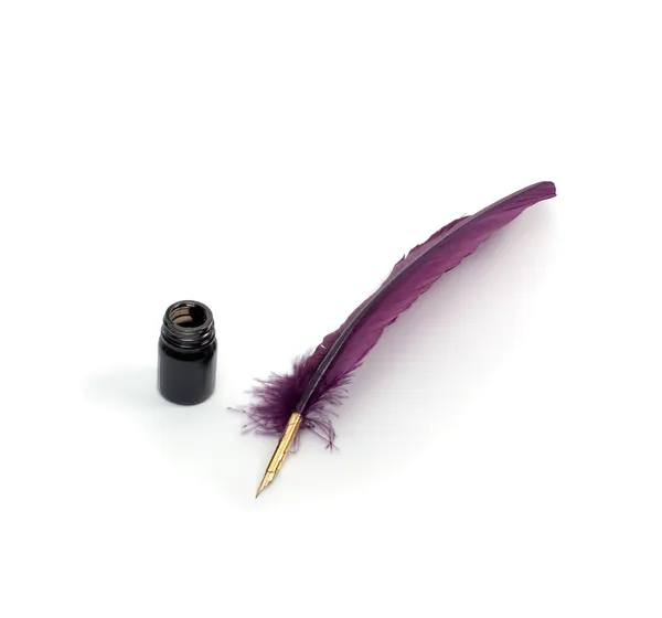 Feather and inkwell — Stock Photo, Image