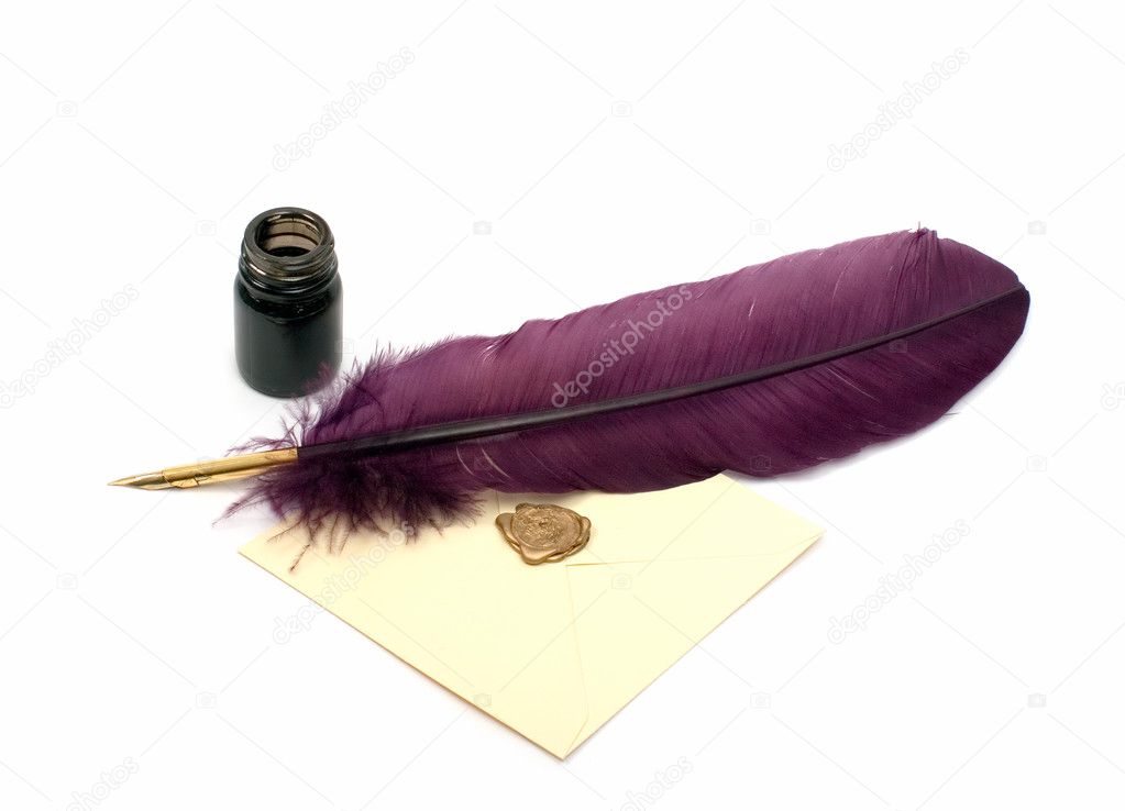 Letter, Inkwell and feather