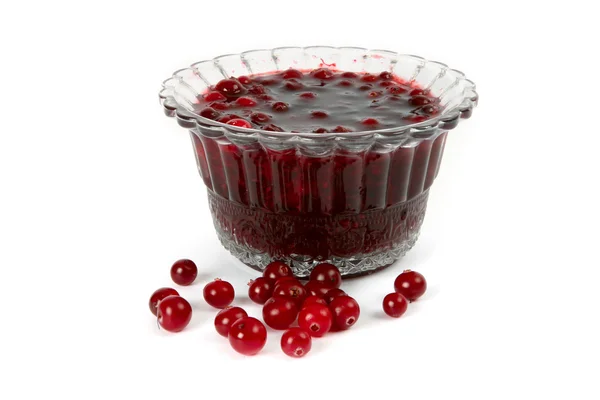 Cranberry jam with a berries — Stock Photo, Image