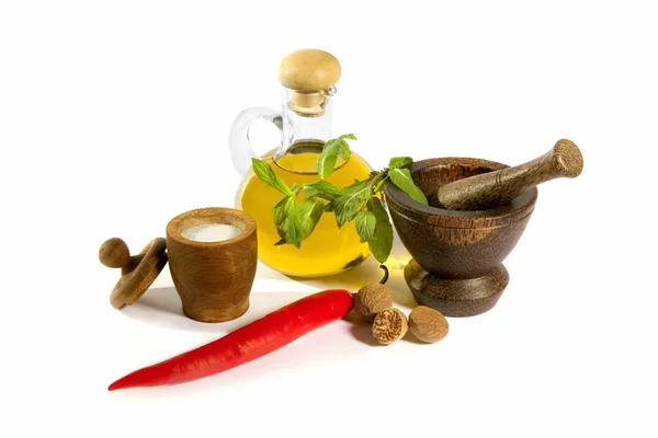 Spices and olive oil — Stock Photo, Image
