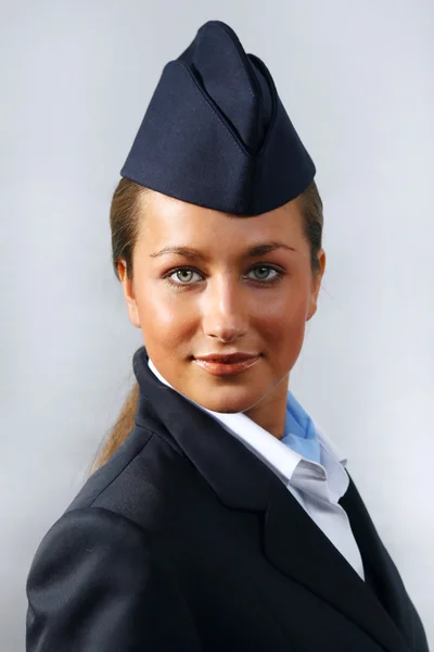 Anfitriã aérea (hospedeira). Retrato — Fotografia de Stock