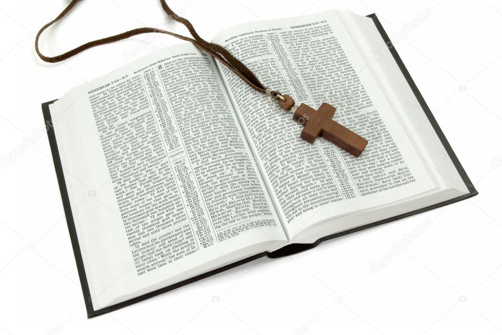 Cross over a bible