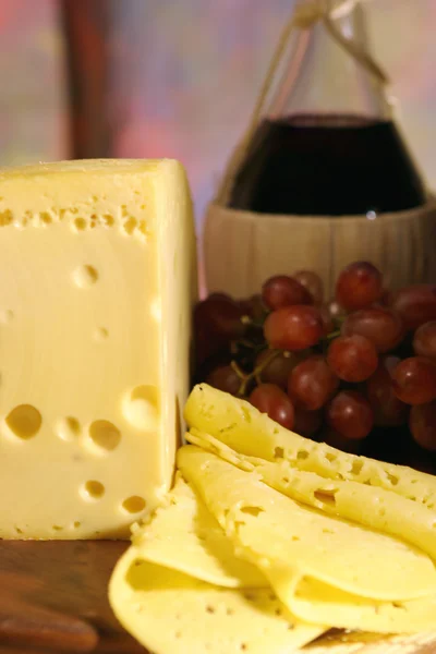 Сир, виноград і вино . — стокове фото