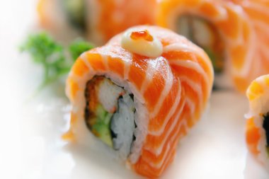 Sushi with salmon and lobster clipart