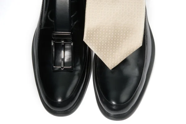 Krawat, buty i pasek — Zdjęcie stockowe