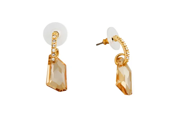 Crystal earrings on white — Stock Photo, Image