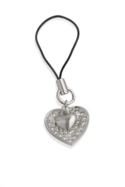 Heart-shaped pendant from Cell Phone — Stock Photo, Image