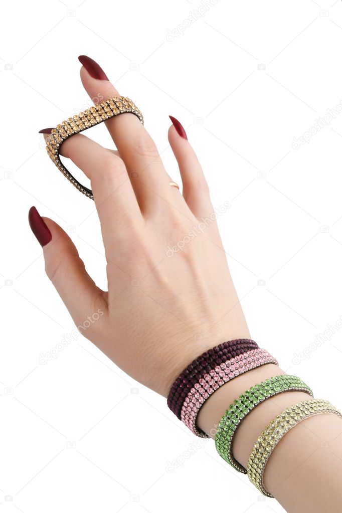 Bracelets on female hand