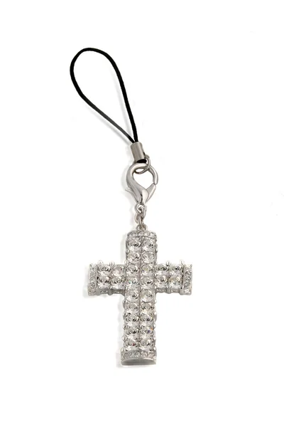 Pendant in form of cross from Cell Phone — Stock Photo, Image