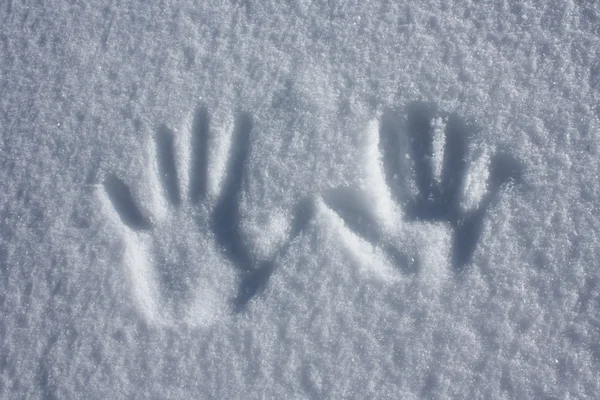 Handen in sneeuw Rechtenvrije Stockfoto's