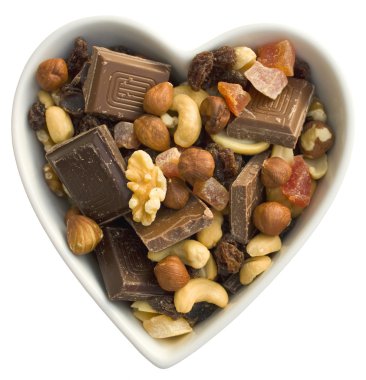 I heart chocolate, fruit and nuts clipart