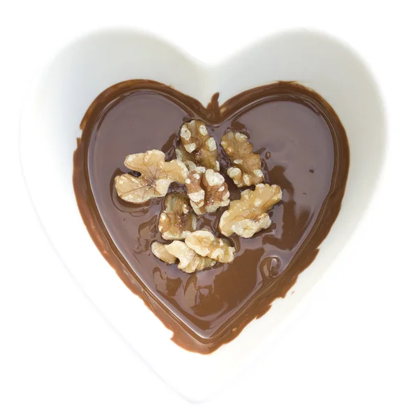 I heart chocolate and walnuts — Stock Photo, Image