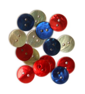 Red, white and blue buttons