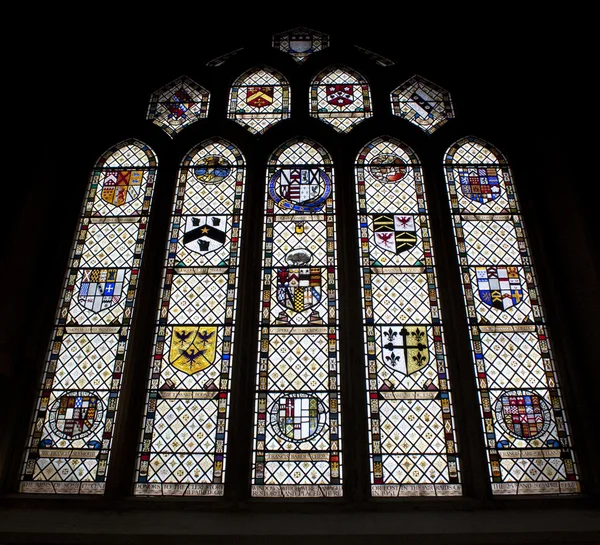 Janela de vidro manchado, Bath Abbey, Reino Unido — Fotografia de Stock