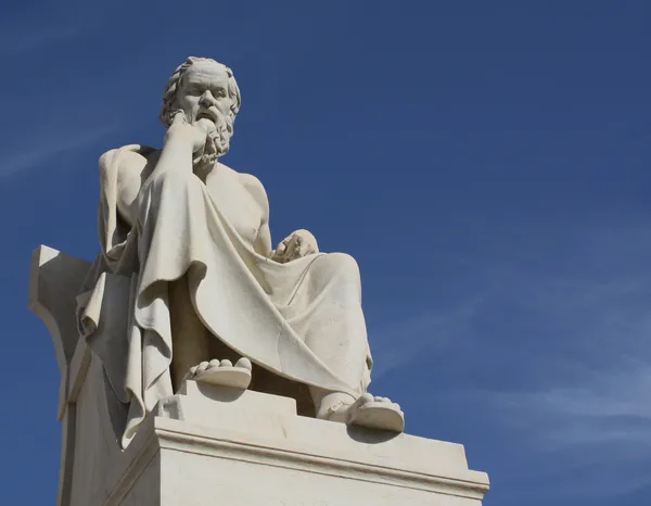 รูปปั้นของ Socrates ที่มีพื้นที่สําเนา ภาพสต็อก