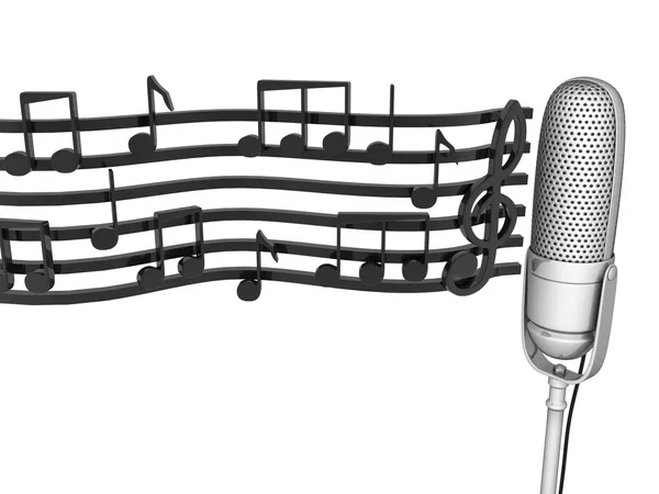 Microphone and notes — Stock Photo, Image