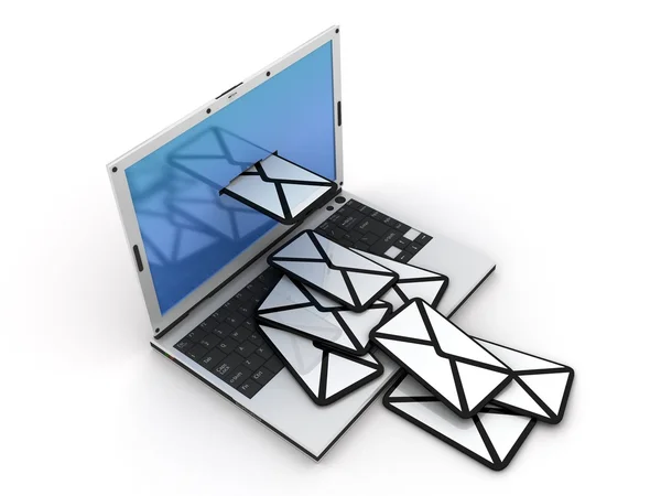 Laptop e-maile — Zdjęcie stockowe