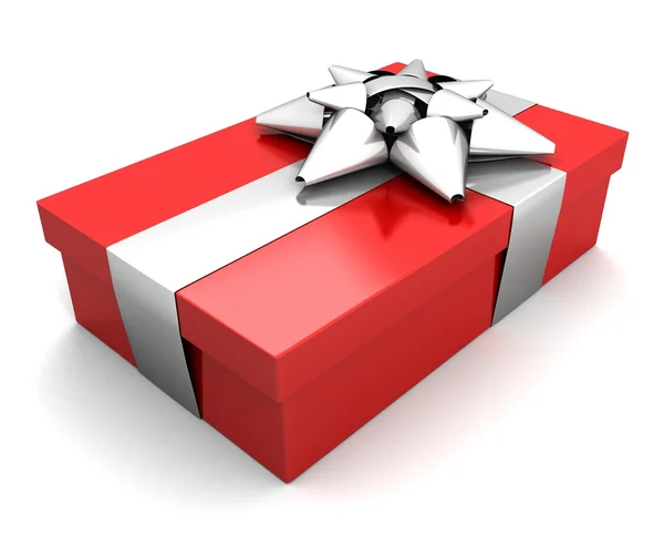 Geschenk, wit en rood — Stockfoto