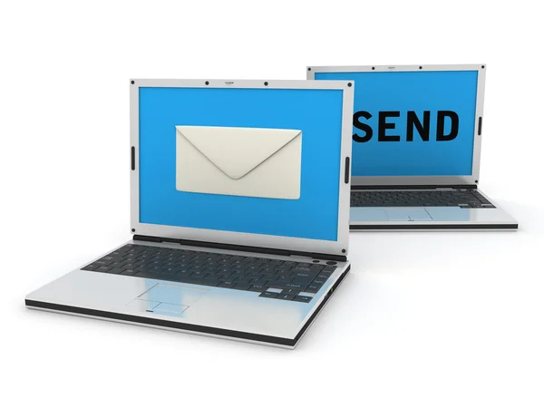 Два ноутбука электронной почты — стоковое фото