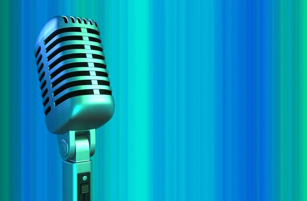 Retro-Mikrofon im Blaulicht — Stockfoto