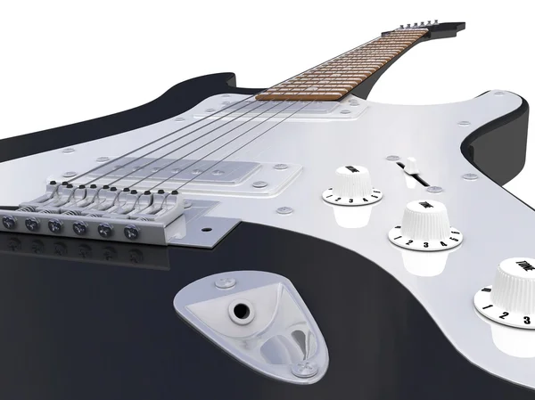 Guitarra preta, perto — Fotografia de Stock