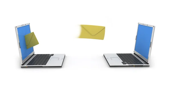 Dois laptops de e-mail — Fotografia de Stock