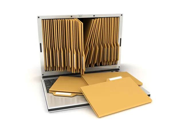 Laptop and folders — Stock Photo, Image