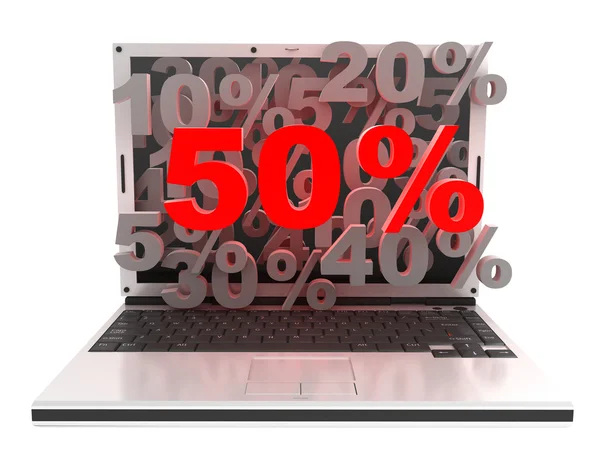 Laptop 50% — Stockfoto