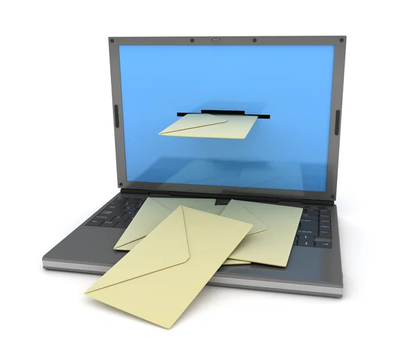 Laptop e-mail preto — Fotografia de Stock