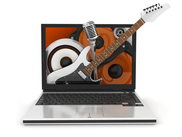 Simbolo musicale del computer portatile — Foto Stock