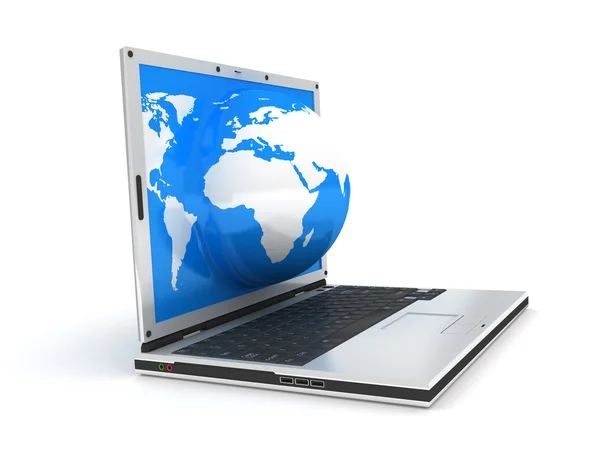 Laptop och globe — Stockfoto