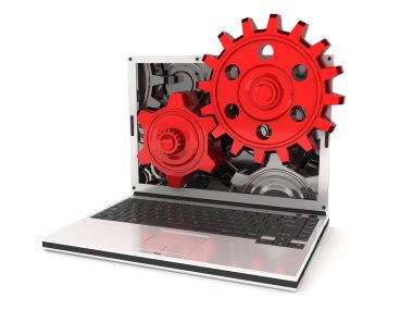 Laptop gears clipart