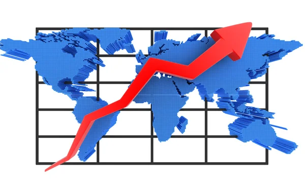 Diagram and world up — Stock Photo, Image