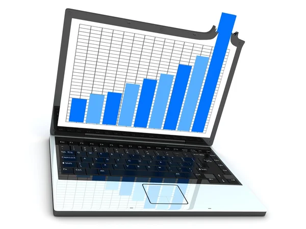 Laptop a dobré statistiky — Stock fotografie
