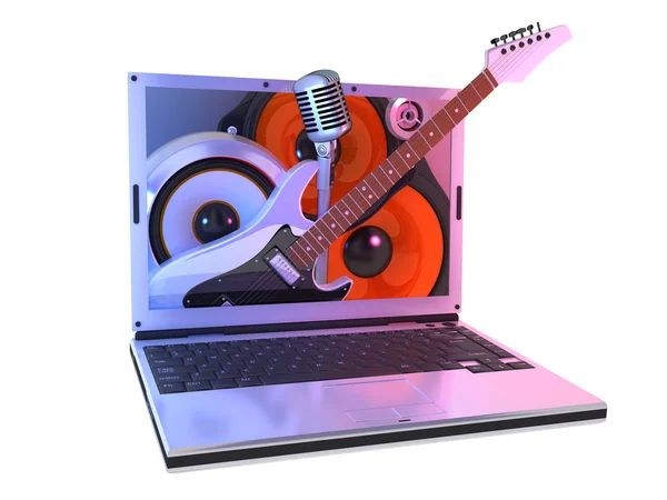 Laptop musik — Stockfoto