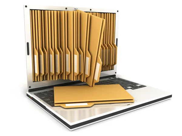 Laptop and folder — Stock Photo, Image