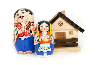 Russian nested dolls and house clipart