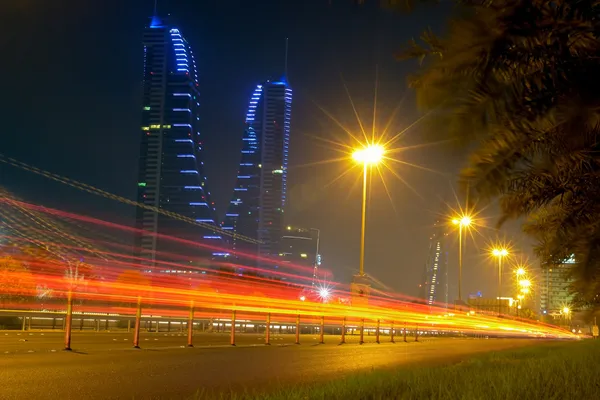 Bahrajn finansowej portu - Scena nocy — Zdjęcie stockowe