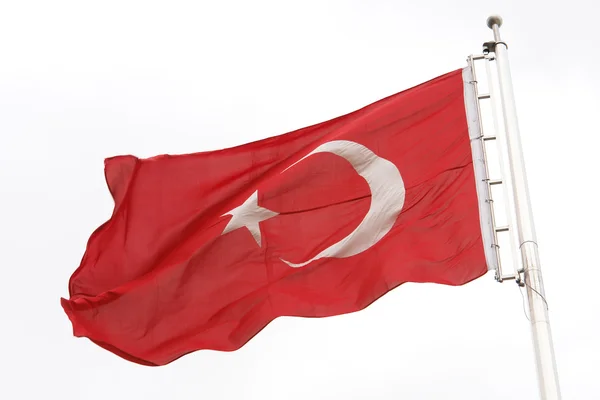 Stock image Turkish flag on flagpole