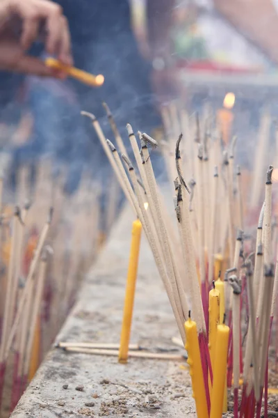 stock image Candles in a Buddhist temple - Bangkok