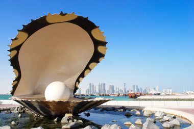 Pearl and oyster fountain in corniche clipart